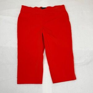 Zac & Rachel Woman Red Pull On Capri Pants Plus Size 18W Stretch Cropped Trouser